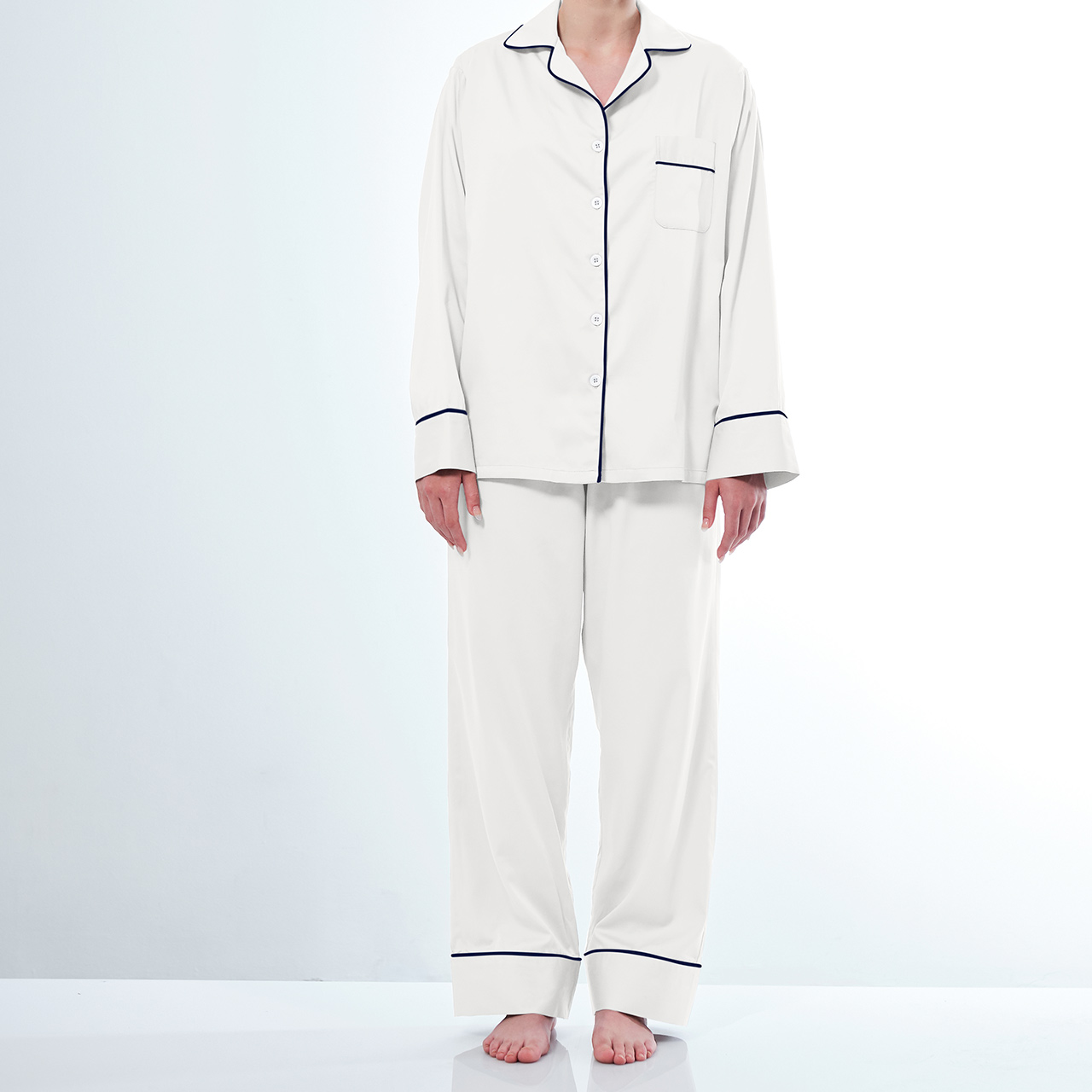 Alessia Bamboo Cotton White Women’s Pyjama Pant Set