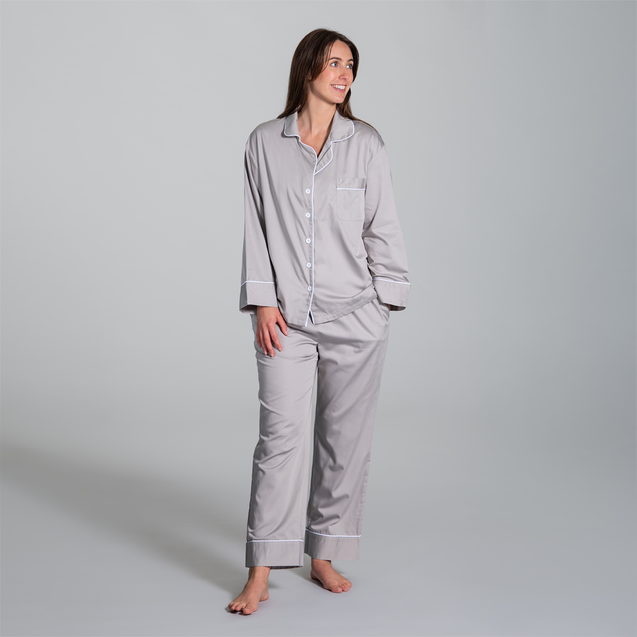 Alessia Bamboo Cotton Silver Women's Pyjama Pant Set