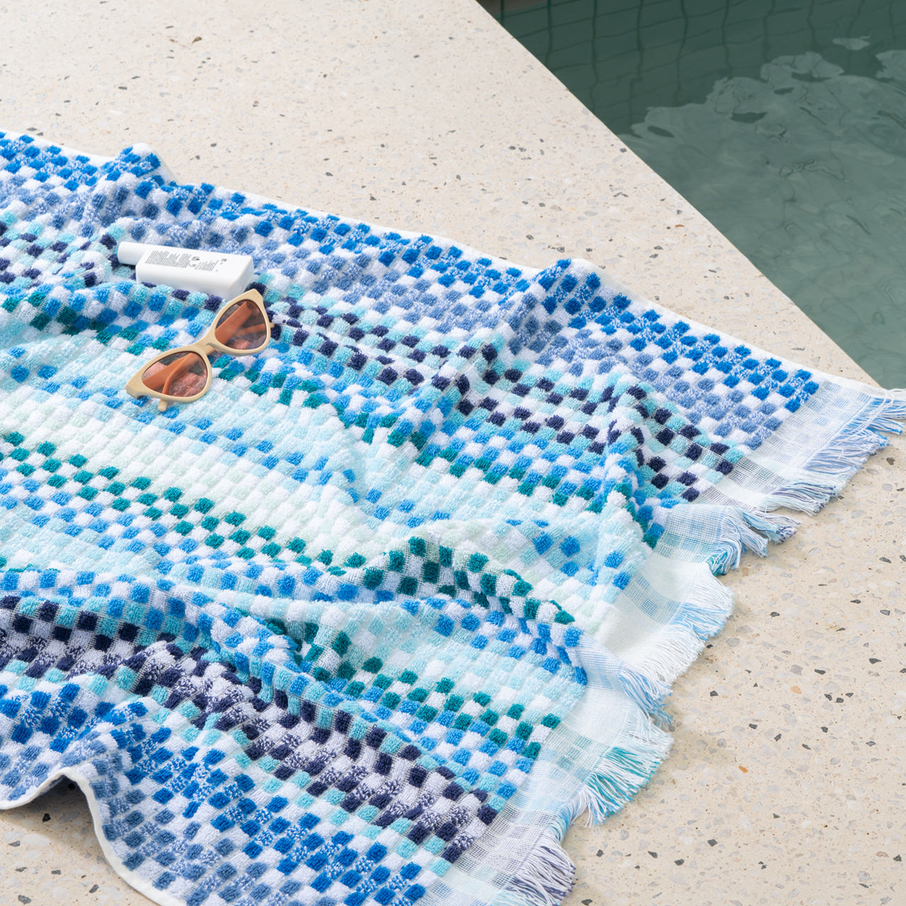 Positana Terry Beach & Bath Towel - Checkers Coastal