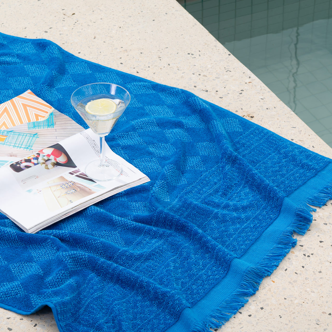 Positana Terry Beach & Bath Towel - Harlequin Cornflower