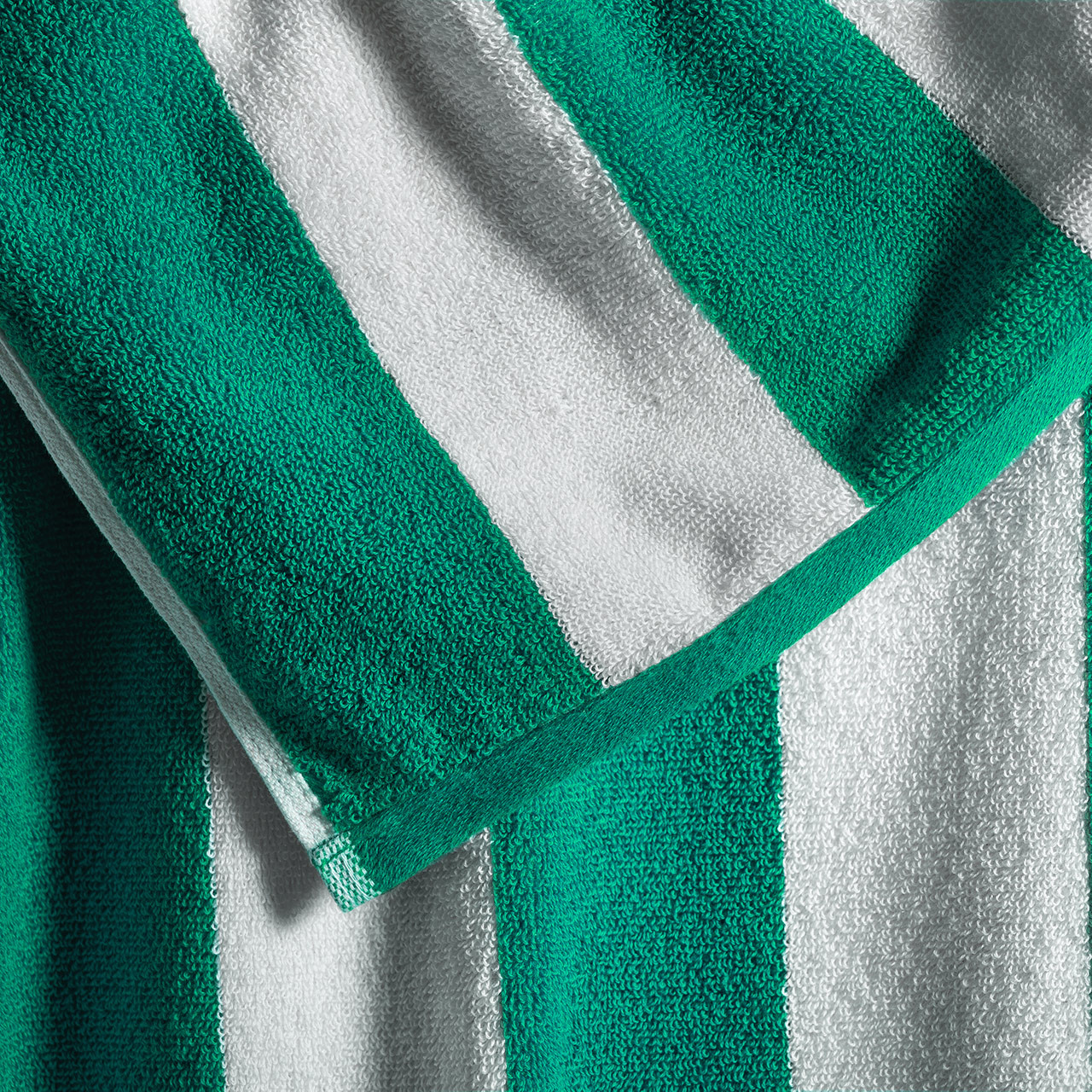 Striped Cabana Cotton Terry Beach Towel - Emerald