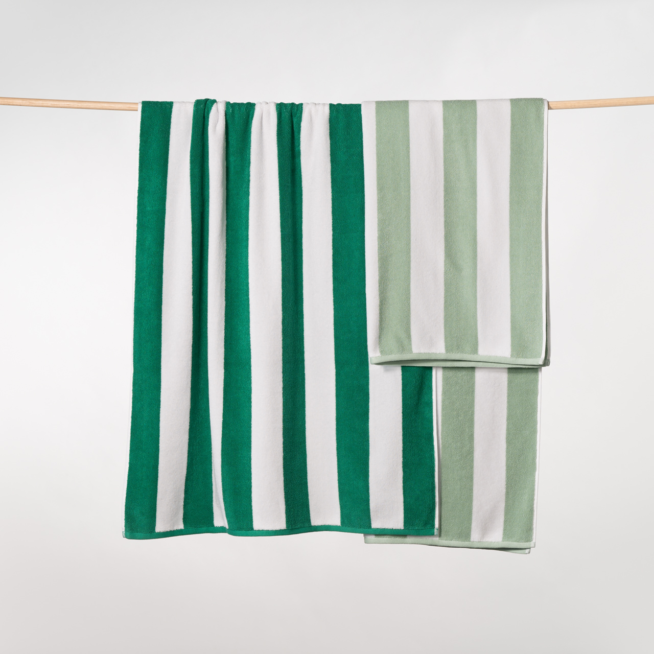 Striped Cabana Cotton Terry Beach Towel - Emerald