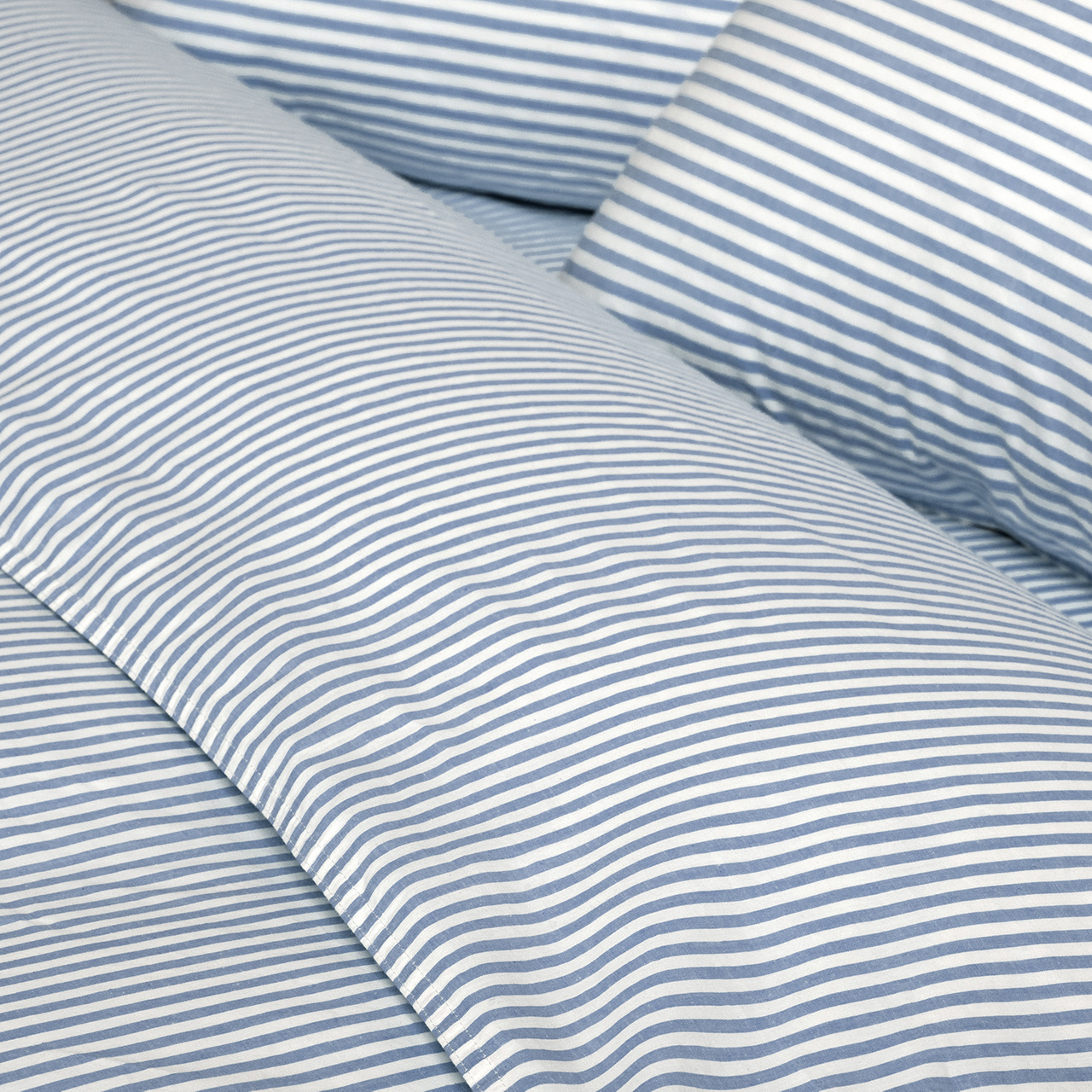 Cotton Mini Stripe Chambray Blue Quilt Cover Set - Modella