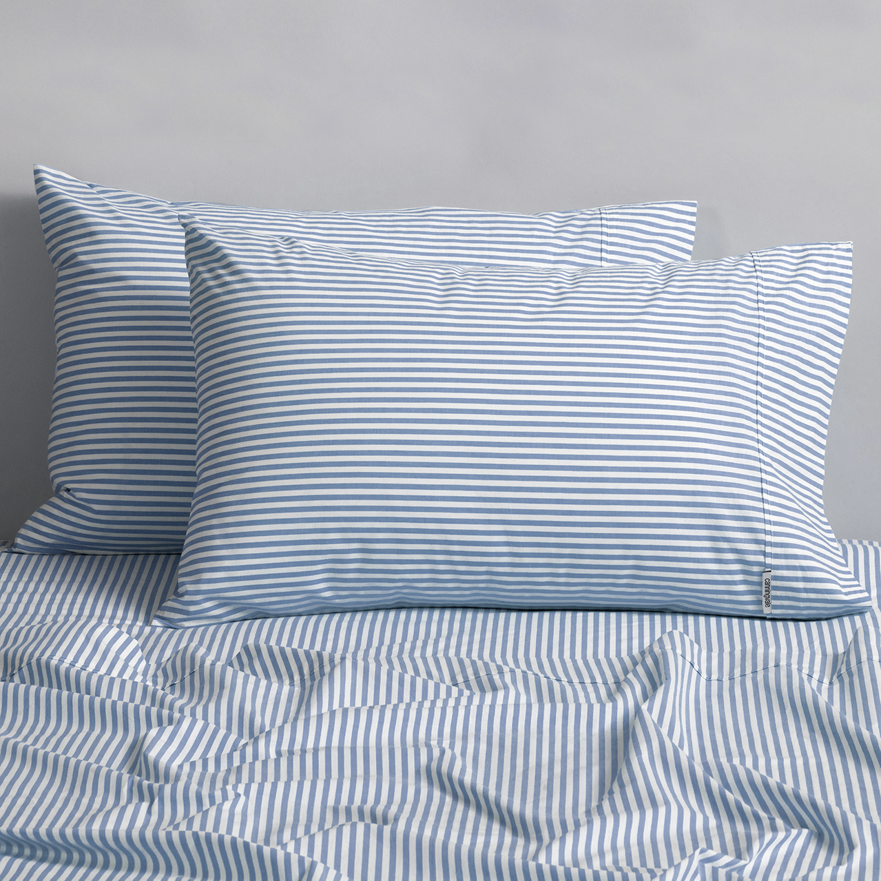 Cotton Mini Stripe Chambray Blue Sheet Set - Modella