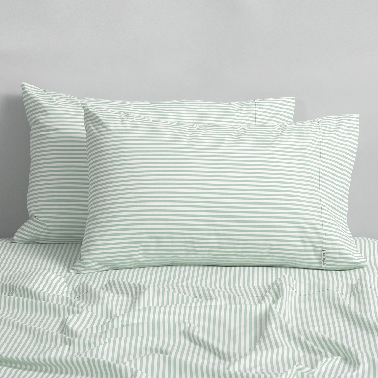 Cotton Mini Stripe Soft Green Sheet Set - Modella