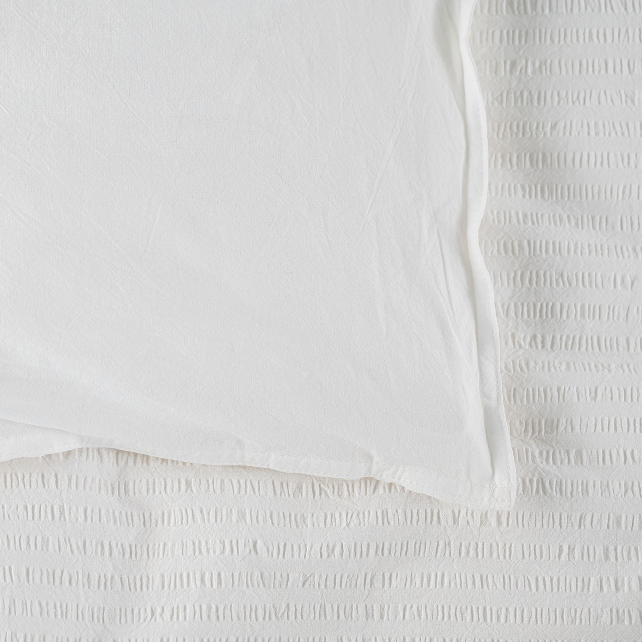 Cotton Seersucker White European Pillowcase Pair - Modella