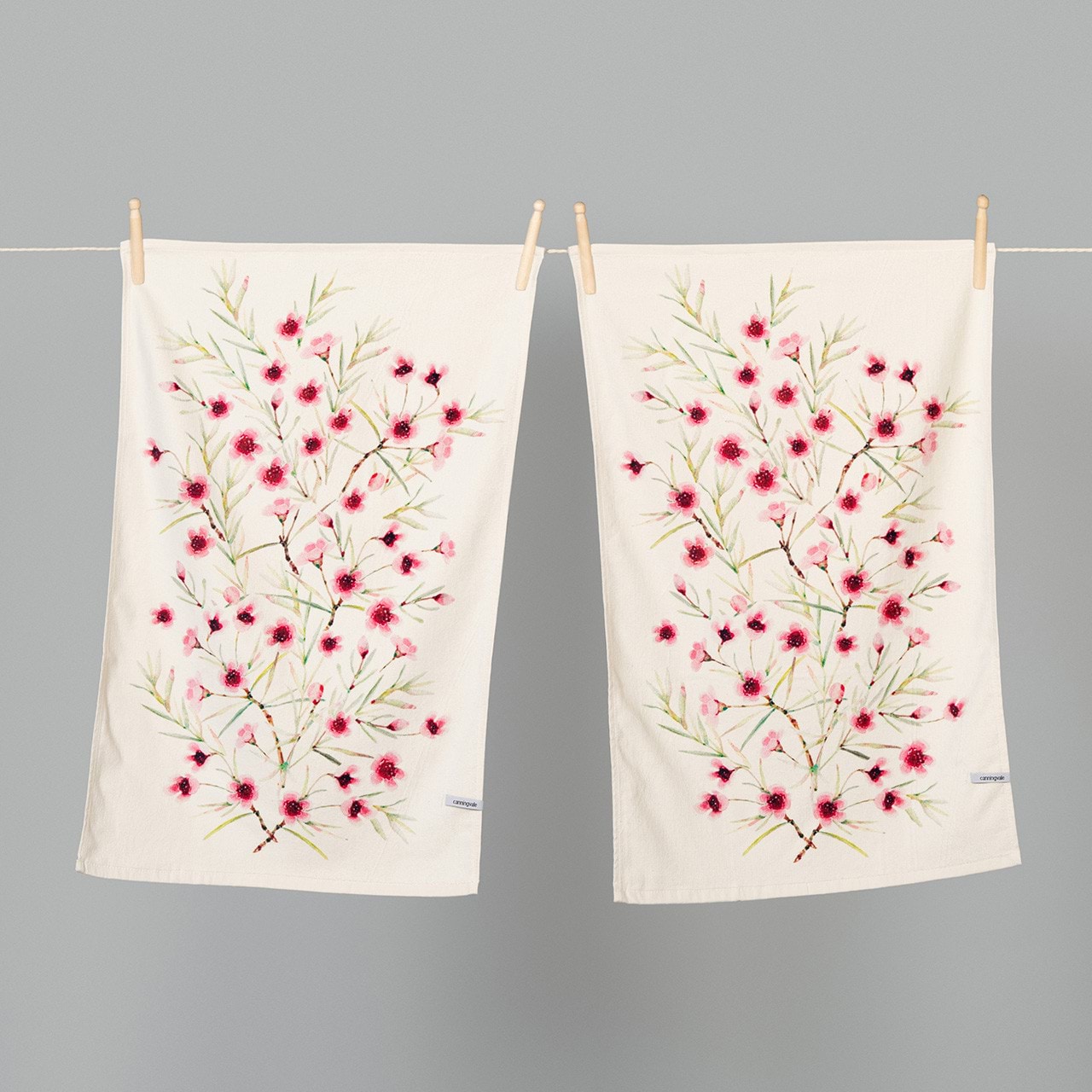Aussie Tea Towel Botanical Twin Pack Wattle Canningvale