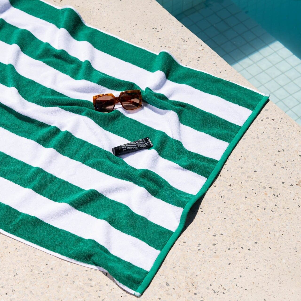 Green and white striped beach towels online